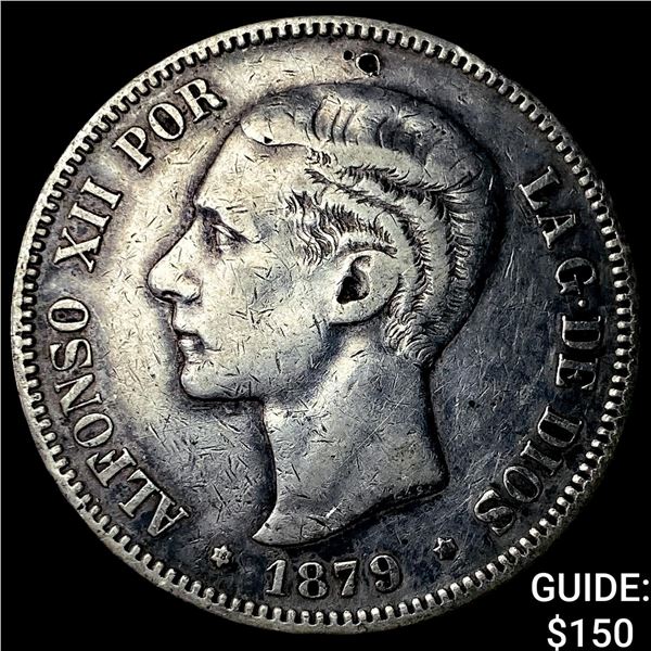 1879 Spain Silver 5 Pesetas HIGH GRADE