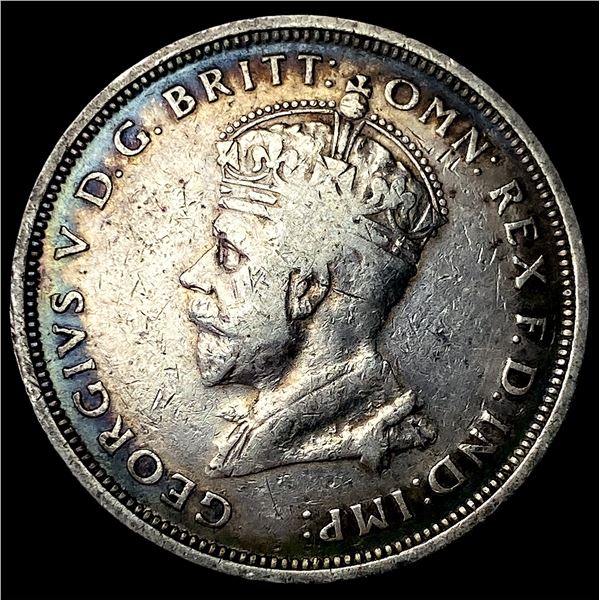 1927 Australia Silver 1 Florin Toned! CHOICE AU