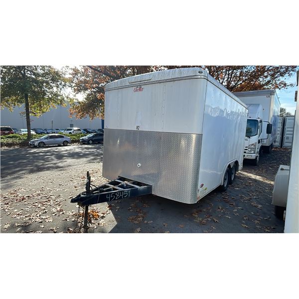 2016 FOREST RIVER CARGO MATE TANDEM AXEL COVERED TRAILER WHITE VIN 5NHUBL422GB458451