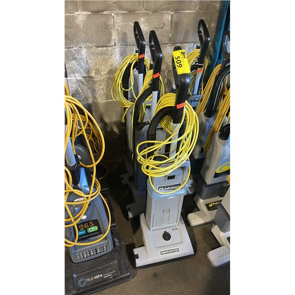 GROUP OF 3 NILFISK ADVANCE SPECTRUM 15D COMMERCIAL UPRIGHT VACUUM CLEANERS