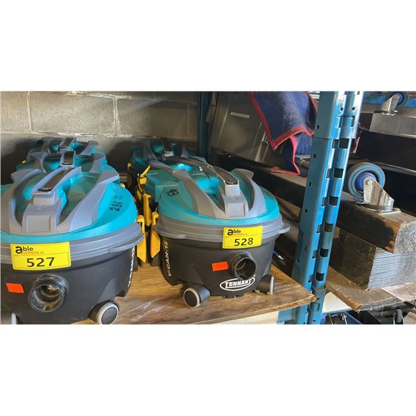 GROUP OF 3 TENNANT V-CAN-12 COMMERCIAL DRY CANISTER VACUUMS *NO HOSES OR ATTACHMENTS*
