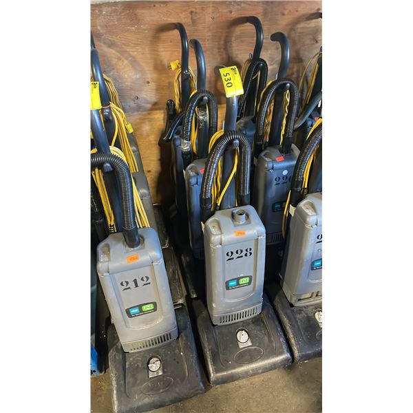 GROUP OF 3 TENNANT COMMERCIAL UPRIGHT VACUUM CLEANERS