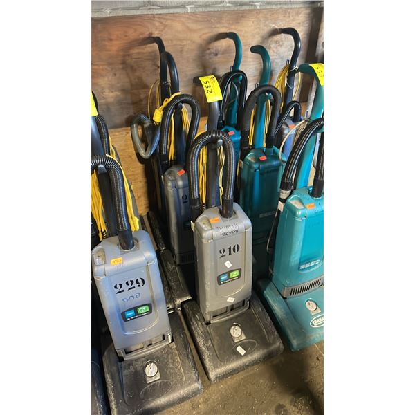 GROUP OF 3 TENNANT COMMERCIAL UPRIGHT VACUUM CLEANERS
