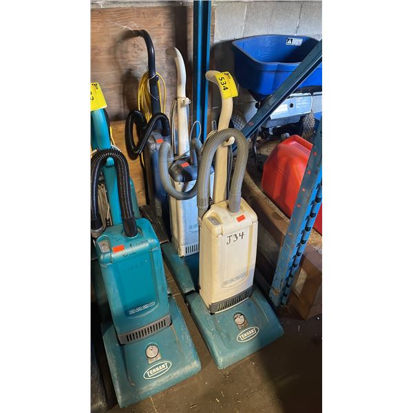 GROUP OF 3 TENNANT COMMERCIAL UPRIGHT VACUUM CLEANERS