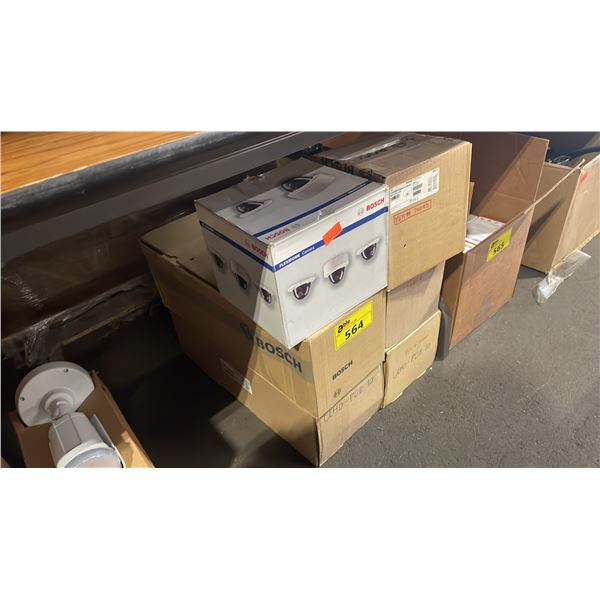 GROUP OF ASSORTED BOSCH COMMERCIAL SECURITY CAMERAS & HOUSING