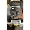 Image 1 : BIN OF ASSORTED OREGON INNER TUBES, RIDE ON MOWER COVER, HUSQVARNA TOOL BAG & KRESS BACKPACK STRAPS