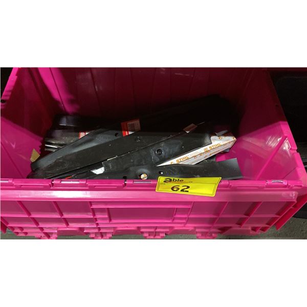 2 BINS OF ASSORTED LAWNMOWERS CUTTING BLADES *BINS NOT INCLUDED*