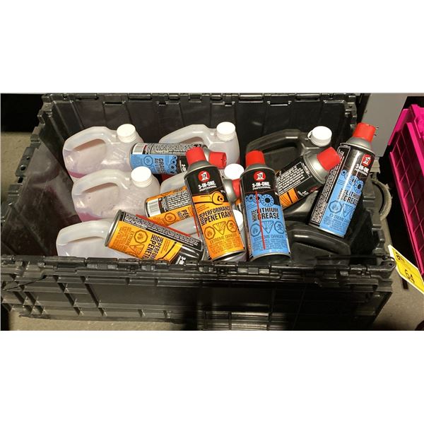 3 JUGS OF UNIVERSAL ANTIFREEZE, 6 JUGS OF WINDSHIELD WASHER FLUID & 7 SPRAY CANS OF WHITE LITHIUM