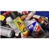 Image 2 : BIN OF ASSORTED GREASE/AUTOMOTIVE PRODUCTS- BRAKE FLUID, 5W-30 MOTOR OIL, BRAKE KLEEN, WD-40, RED