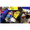Image 3 : BIN OF ASSORTED GREASE/AUTOMOTIVE PRODUCTS- BRAKE FLUID, 5W-30 MOTOR OIL, BRAKE KLEEN, WD-40, RED