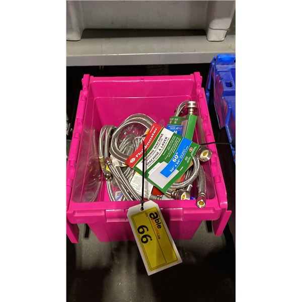 BIN OF ASSORTED BRAIDED STAINLESS STEEL REPLACEMENT WATER SUPPLY CONNECTOR HOSES *BIN NOT INCLUDED*