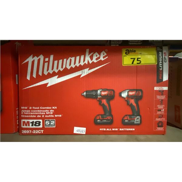 MILWAUKEE 2697-22CT M18 CORDLESS LITHIUM-ION 2-TOOL COMBO KIT *IN BOX*