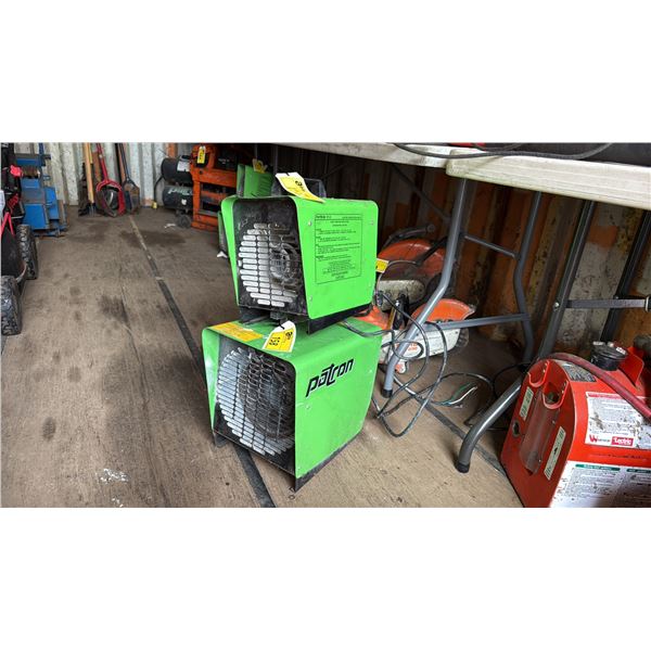 2 HEATERS: PATRON E3 & PATRON E1.5 GREEN PORTABLE ELECTRIC CORDED JOBSITE HEATER