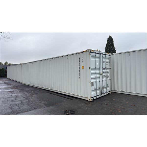 GREY 40' 52,910 LB MAX CAPACITY INDUSTRIAL TRANSPORT CONTAINER WITH 4 DUAL SWING SIDE DOORS DUAL