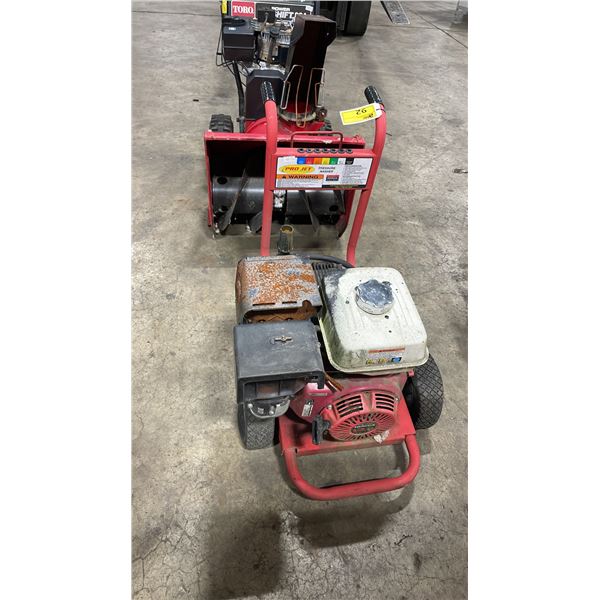 POWER JET COMMERCIAL HONDA GX390 GAS POWERED PRESSURE WASHER *NO HOSE, NO WAND, FLAT TIRES*