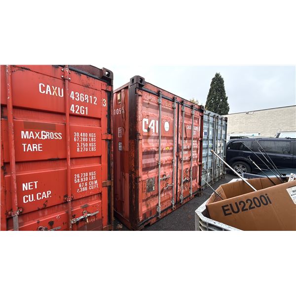 RED 40' 67,200 LB MAX CAPACITY INDUSTRIAL TRANSPORT CONTAINER WITH DUAL WING REAR DOOR WITH CAM