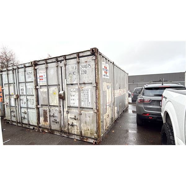 GREY 20' 52,910 LB MAX CAPACITY INDUSTRIAL TRANSPORT CONTAINER WITH DUAL WING REAR DOOR WITH CAM