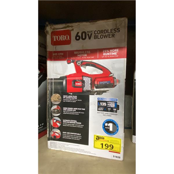 TORO 51821 60V MAX FLEX-FORCE BRUSHLESS CORDLESS ELECTRIC LEAF BLOWER *IN BOX*