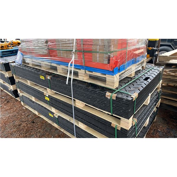 PALLET OF 12 HEAVY DUTY INDUSTRIAL 47" X 95" PLASTIC CONSTRUCTION SITE ROADBED PROTECTION MATS