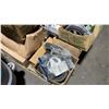 Image 2 : PALLET OF ASSORTED THROTTLE CABLES, SMALL ENGINE PARTS, & WHEELS *MUST TAKE ALL ON PALLET*