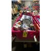 Image 1 : BIN OF HEAVY DUTY HINGES, ASSORTED CHAINSAW CHAINS & SPINDLE PULLEYS