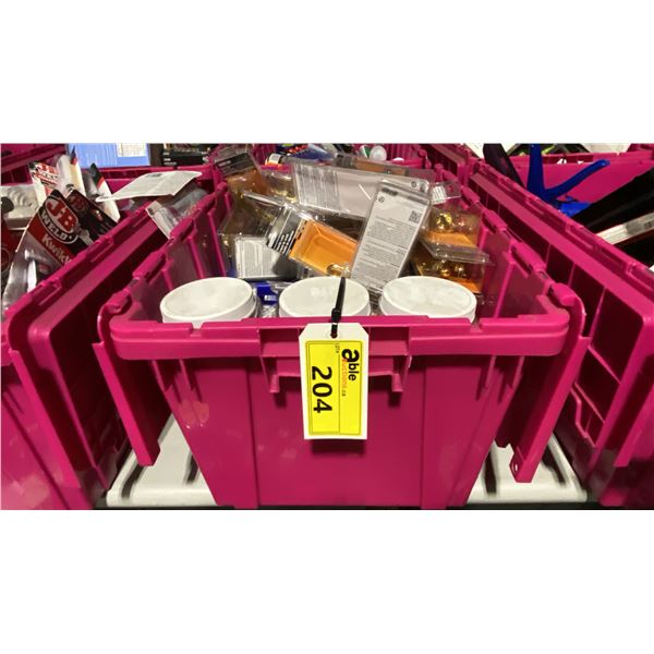 BIN OF ASSORTED DOOR LOCKS, HARDWARE, CONCRETE ANCHORS & MORE *BIN NOT INCLUDED*