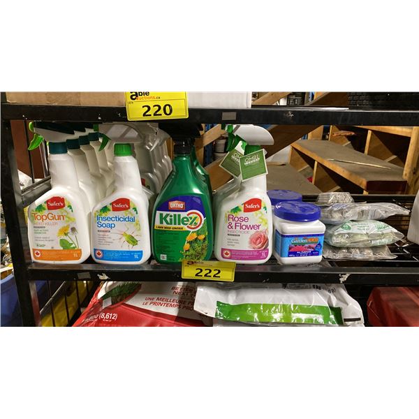 GROUP OF ASSORTED GARDENING PRODUCTS- INSECTICIDES, WEED KILLER, PLANT FOOD & TREE FERTILIZER