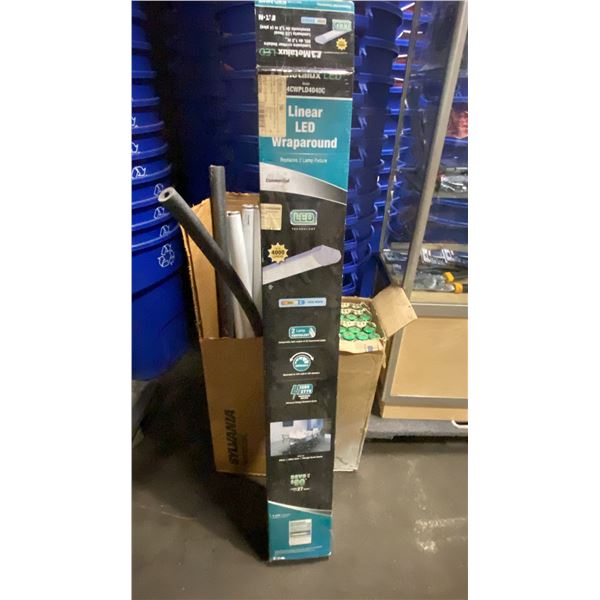 METALUX LED 4CWPLD4040C, 4' COMMERCIAL WRAPAROUND LIGHT & 2 PARTIAL BOXES OF FLUORESCENT TUBE LIGHT