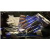 Image 2 : BIN OF ASSORTED VULCAN/PROSOURCE TOOLS- SCREWDRIVER SETS, PLIERS, WRENCHES, MITER BOX WITH SAW, SAWS