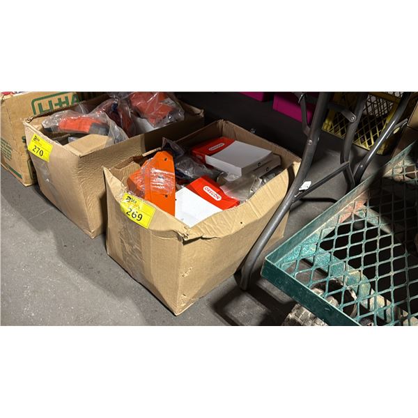 BOX OF ASSORTED HUSQVARNA COMMERCIAL SMALL ENGINE PARTS / HARDWARE