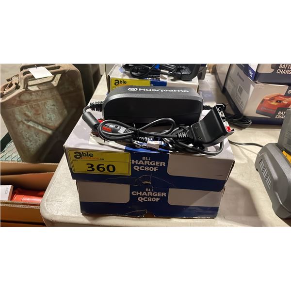 2 HUSQVARNA BLI QC80F COMMERCIAL BATTERY CHARGERS *IN BOX*