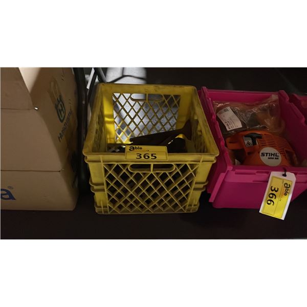 YELLOW CRATE OF ASSORTED HEAVY DUTY INDUSTRIAL DEMOLITION BITS *CRATE INCLUDED*