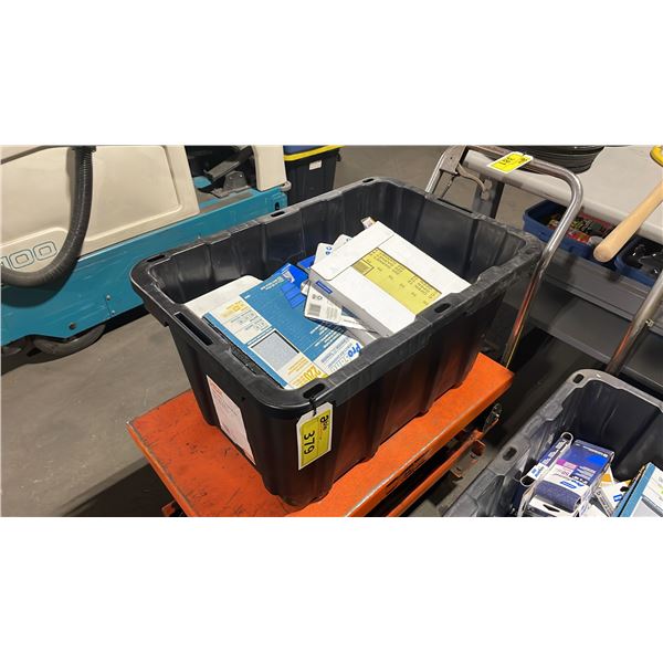 BIN OF ASSORTED SANDPAPER, SANDING DISCS, STEEL WOOL, & SCRUB PADS *BIN NOT INCLUDED*