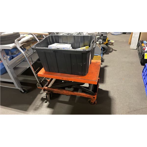 ORANGE MOBILE HYDRAULIC INDUSTRIAL SCISSOR LIFT CART