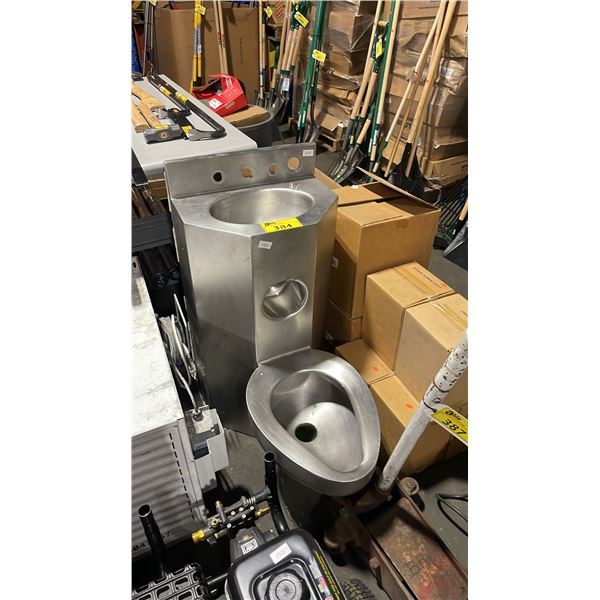 STAINLESS STEEL SING PCS WALL MOUNTED INDUSTRIAL TOILET / SINK UNIT