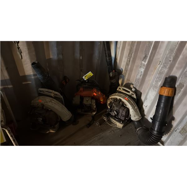3 ASSORTED COMMERCIAL USE GAS POWERED BACKPACK BLOWERS