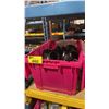 Image 1 : LARGE PINK BIN OF ASSORTED PLUMBING SUPPLIES *BIN NOT INCLUDED*