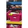 Image 1 : LARGE PINK BIN OF ASSORTED PLUMBING SUPPLIES *BIN NOT INCLUDED*
