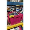 Image 1 : LARGE PINK BIN OF ASSORTED ELECTRICAL & BATHROOM SUPPLIES *BIN NOT INCLUDED*