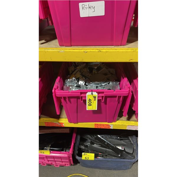 LARGE PINK BIN OF ASSORTED ELECTRICAL SUPPLIES *BIN NOT INCLUDED*