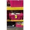 Image 1 : LARGE PINK BIN OF ASSORTED ELECTRICAL SUPPLIES *BIN NOT INCLUDED*