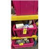 Image 1 : LARGE PINK BIN OF ASSORTED ELECTRICAL SUPPLIES *BIN NOT INCLUDED*