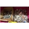 Image 2 : LARGE PINK BIN OF ASSORTED PLUMBING SUPPLIES / HARDWARE & BIN OF ASSORTED SMALL ENGINE PARTS