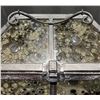 Image 5 : Decorative Metal and Textured Glass Box with Bubble Pattern and Hinged Lid