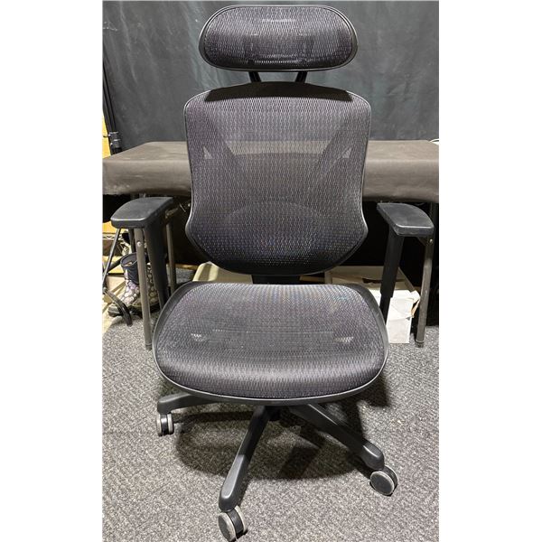 Black Mesh Ergonomic Office Chair with Adjustable Headrest and Lumbar Support