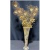 Image 2 : Tall Mosaic Vase with Faux Gold Floral Peacock Arrangement and Decorative Holiday Metal Bin