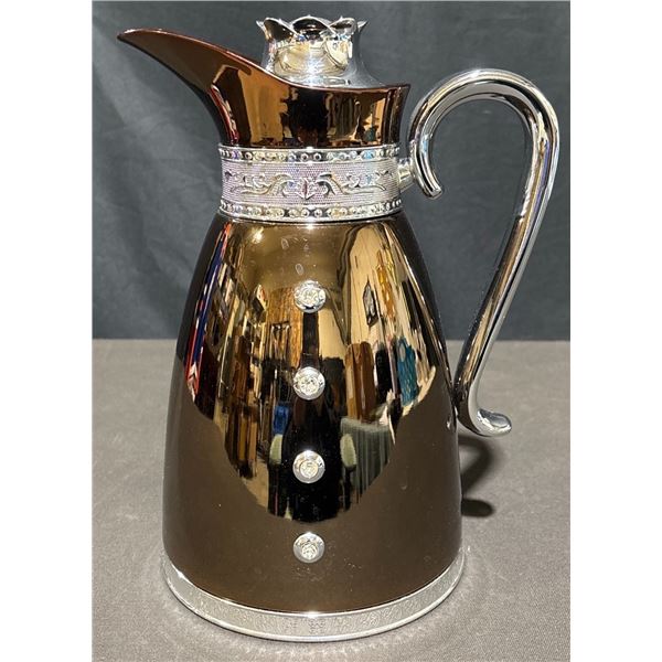 Thermos Flask Pitcher with Flower Knob and Chrome Handle, Insulated