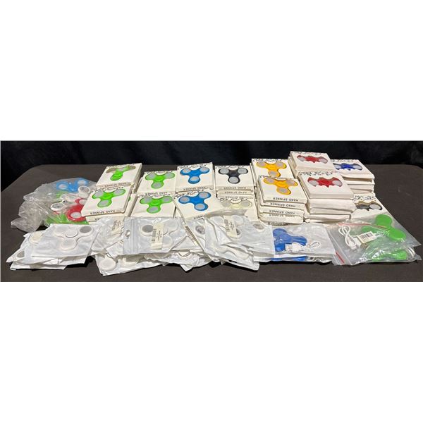 Bulk Lot of 114 Mixed Hand Spinners Assorted Colours and Styles With Some USB Cables