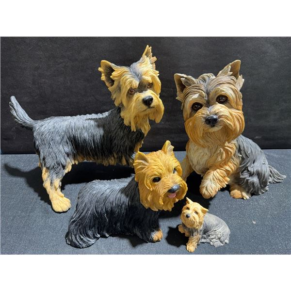 Country Artists Yorkshire Terrier Hand Painted Resin Figurines Set of Four