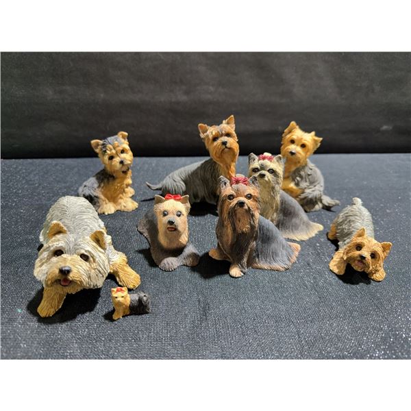 9 Yorkshire Terrier Dog Figurines Assorted Poses and Sizes